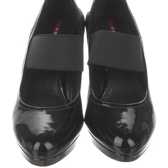 Prada Shoes - Prada Black Patent Leather Wedges Size 8.5